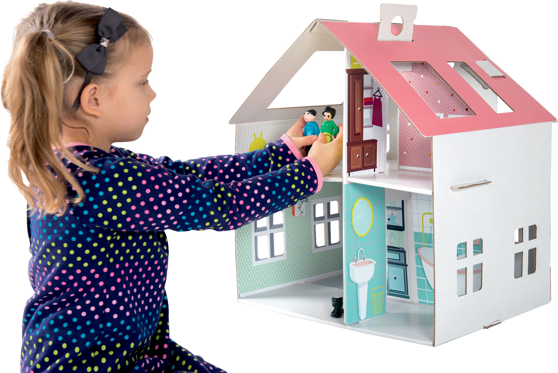 Small Foot Kartónový dom pre bábiky so samolepkami