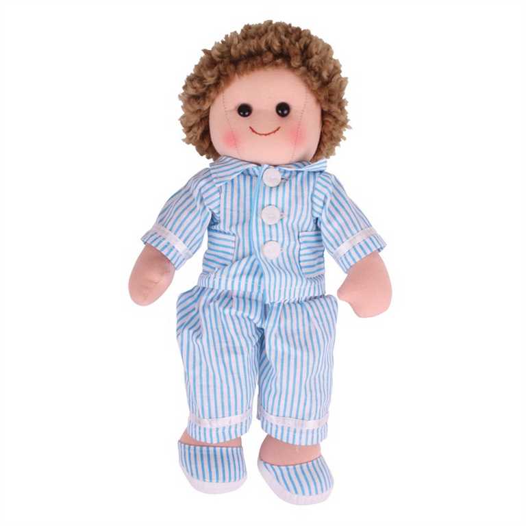 Bigjigs Toys látková panenka Arthur v modrém pyžamu 35 cm