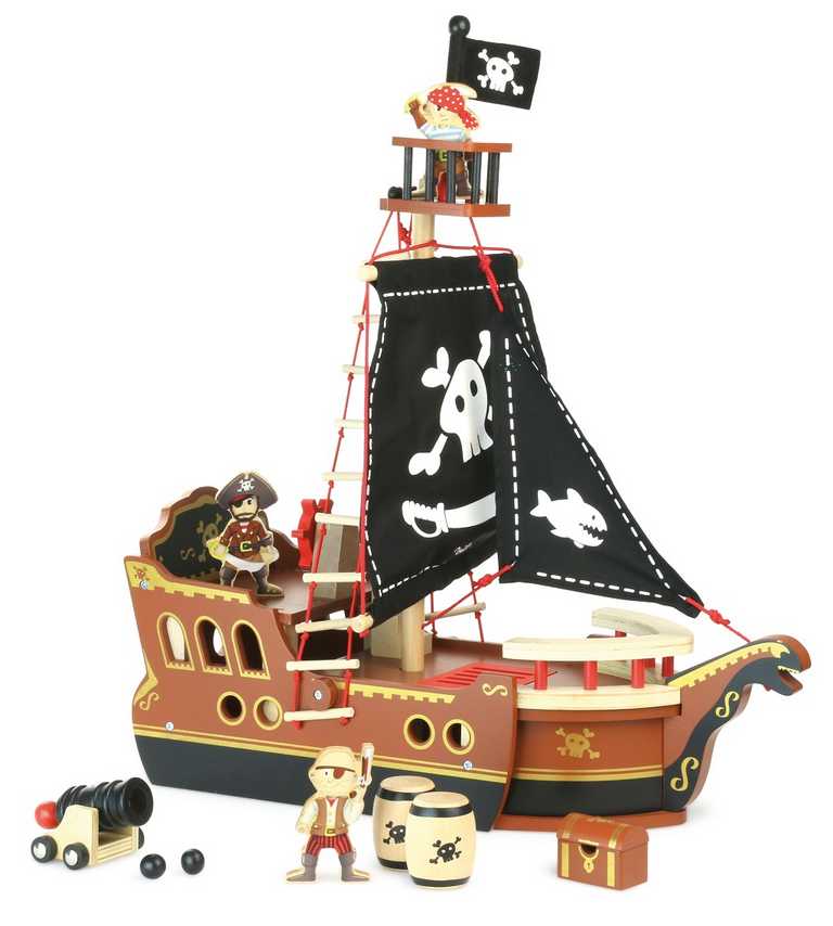 Vilac dřevěný hrací set piráti - Pirátská loď