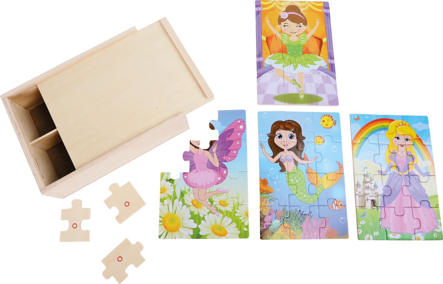 Small Foot Drevené puzzle 4v1 v boxu - pre dievča