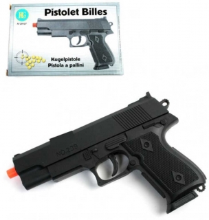 Pistole dětská černá na kuličky 15,5cm revolver v krabičce 