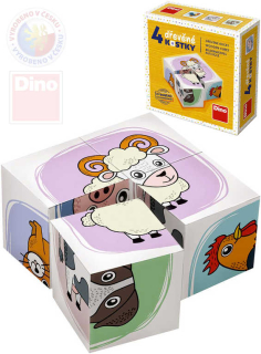 DINO DŘEVO Baby kubus set 4ks Zvířátka