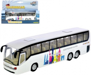 Autobus kovový biely 18 cm na spätný chod 